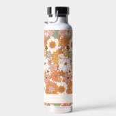 Retro Terracotta Boho Bloem Personaliseerde Naam Waterfles (Rechts)