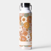 Retro Terracotta Boho Floral Gepersonaliseerde naa Waterfles (Voorkant)