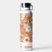 Retro Terracotta Boho Floral Gepersonaliseerde naa Waterfles (Achterkant)