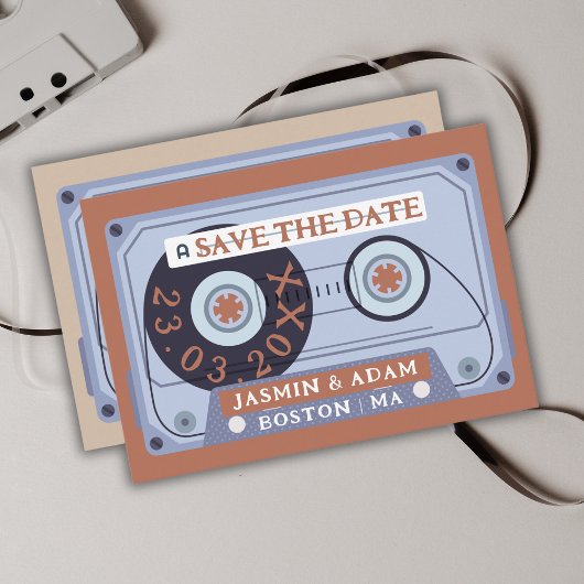 Retro Terracotta Cassetteband Save The Date