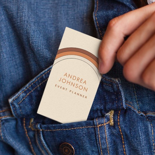 Retro Terracotta Cream 60s 70s Rainbow Stripes Visitekaartje