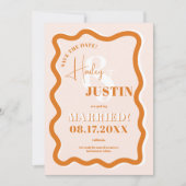 Retro terracotta curve die de golvende fotobruilof save the date (Voorkant)