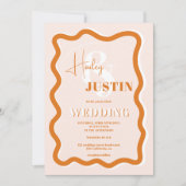 Retro terracotta curve die golvende bruiloft foto' kaart (Voorkant)