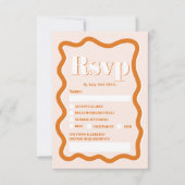 Retro terracotta curve squiggle wavy rsvp kaart (Voorkant)