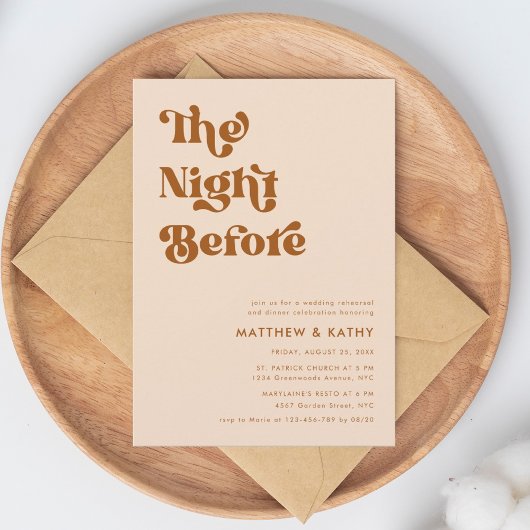 Retro Terracotta de avond voor repetitie diner Kaart