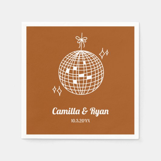 Retro Terracotta Disco Bruiloft Decor Servetten (Voorkant)