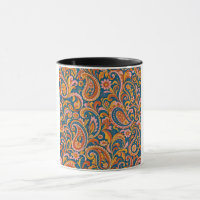 Retro Terracotta en Navy Blauwe Naadloze Paisley P