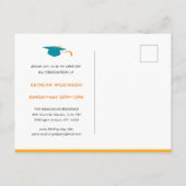 Retro Terracotta Floral Elegant Wreatfoto AFSTUDEE Uitnodiging Briefkaart (Achterkant)