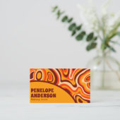 Retro Terracotta Gele QR Code Boho Chique Groovy Visitekaartje (Staand voorkant)