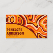 Retro Terracotta Gele QR Code Boho Chique Groovy Visitekaartje (Voorkant)
