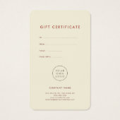Retro  terracotta gift certificaat visitekaartje (Achterkant)