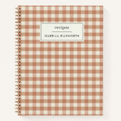 Retro Terracotta Gingham Pset Custom Name Recipe Notitieboek (Voorkant)