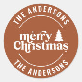 Retro Terracotta Kerst Modern Minimaal Uniek Ronde Sticker (Voorkant)