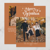 Retro Terracotta kerstfotokaartje Feestdagenkaart (Voorkant / Achterkant)