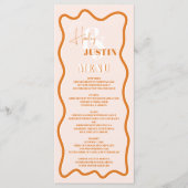 Retro terracotta krommel met een golvende bruiloft menu (Voorkant)