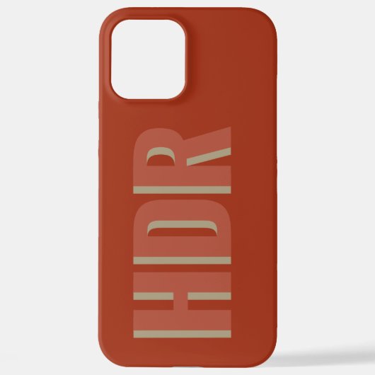 Retro Terracotta Orange Shadow Monogram with name iPhone Hoesje (Achterkant)