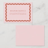 Retro Terracotta & Pink Baby shower Diaper Raffle Informatiekaartje (Voorkant / Achterkant)