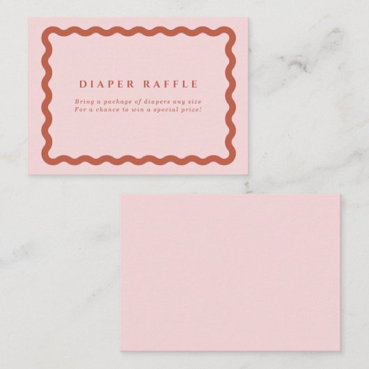 Retro Terracotta & Pink Baby shower Diaper Raffle Informatiekaartje (Voorkant / Achterkant)