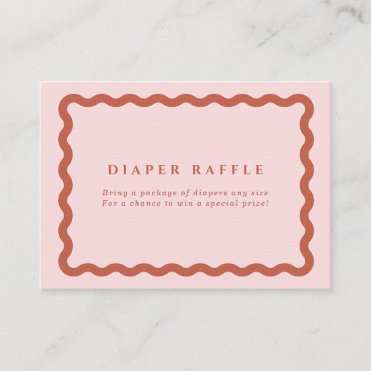 Retro Terracotta & Pink Baby shower Diaper Raffle Informatiekaartje (Voorkant)
