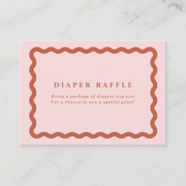 Retro Terracotta & Pink Baby shower Diaper Raffle Informatiekaartje