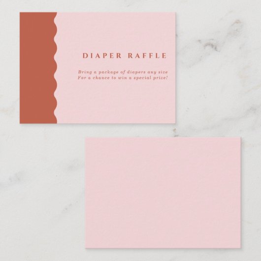 Retro Terracotta & Pink Wavy Diaper-douche Informatiekaartje (Voorkant / Achterkant)