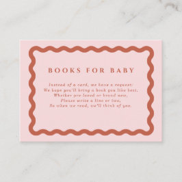 Retro Terracotta & Pink Wavy Lijst Books for Baby Informatiekaartje