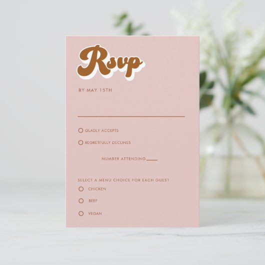 Retro Terracotta RSVP Enclosure Kaart (Staand voorkant)