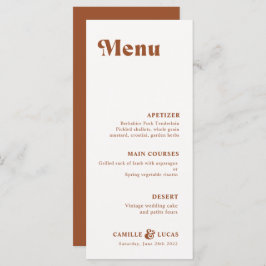 Retro Terracotta Rust Wedding Menu