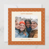 Retro Terracotta Stars Christmas Photo Square Feestdagenkaart (Voorkant)