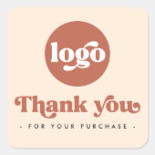 Retro terracotta toevoegen logo business dank u vierkante sticker (Voorkant)