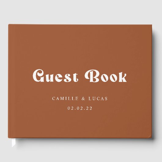 Retro Terracotta trouwgastenboek Gastenboek (Voorkant)