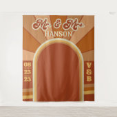 Retro Terracotta Typography Summer Photo Wedding Wandkleed (Voorkant)