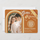 Retro Terracotta Typography Summer Sun Wedding Save The Date (Voorkant)