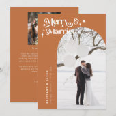Retro Terracotta vrolijk & getrouwd foto vakantie Feestdagenkaart (Voorkant / Achterkant)