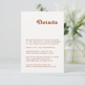 Retro Terracotta Wedding Details Enclosure Card Informatiekaartje (Staand voorkant)