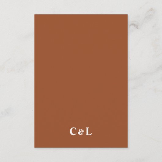 Retro Terracotta Wedding Details Enclosure Card Informatiekaartje (Achterkant)