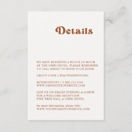 Retro Terracotta Wedding Details Enclosure Card Informatiekaartje