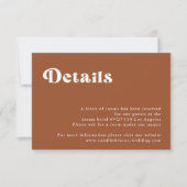 Retro Terracotta Wedding Details-kaart RSVP Kaartje (Voorkant)