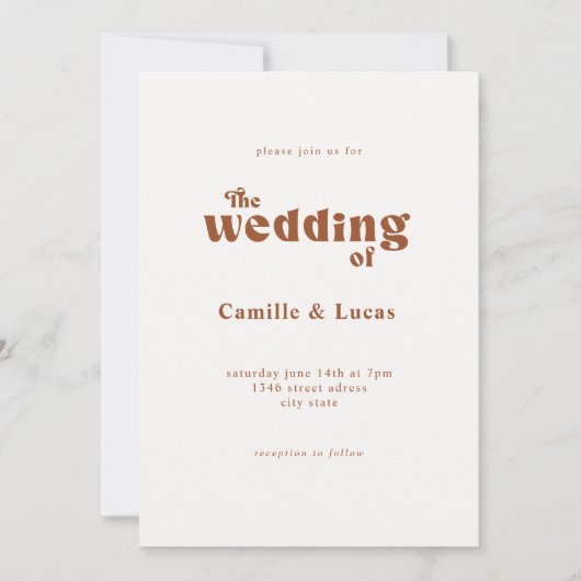 Retro Terracotta Wedding Party Uitnodiging (Voorkant)