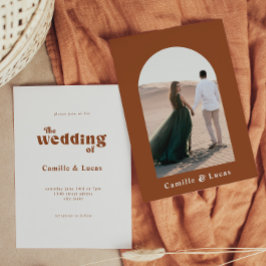 Retro Terracotta Wedding Party Uitnodiging