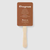 Retro Terracotta Wedding programm Hand Fan Handwaaier (Achterkant)