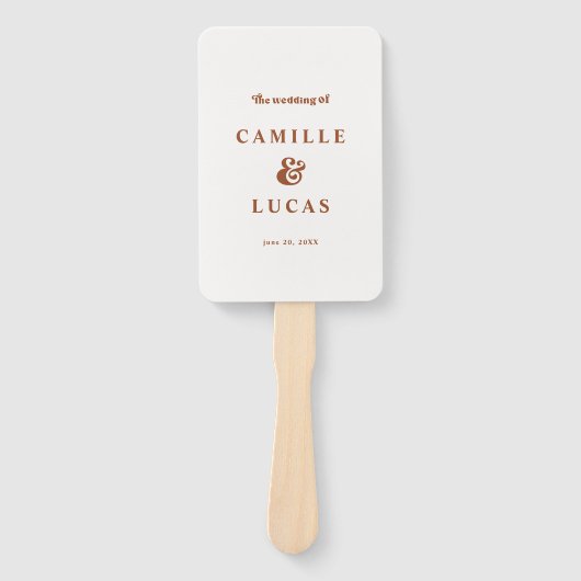 Retro Terracotta Wedding programm Hand Fan Handwaaier (Voorkant)