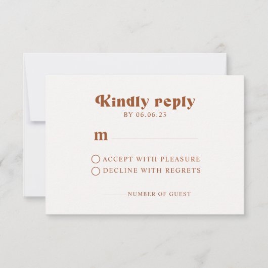 Retro Terracotta Wedding RSVP-kaart RSVP Kaartje (Voorkant)