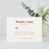Retro Terracotta Wedding RSVP-kaart RSVP Kaartje (Staand voorkant)
