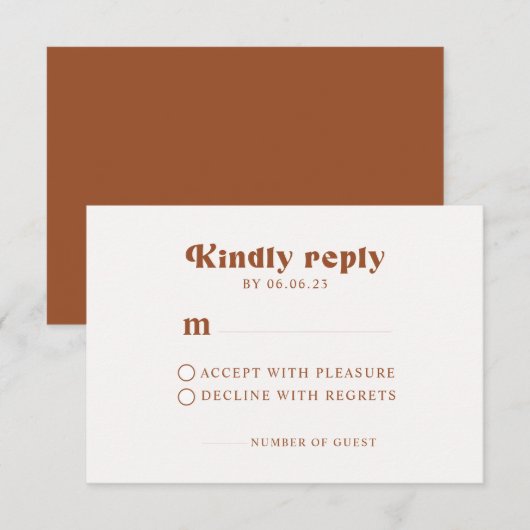Retro Terracotta Wedding RSVP-kaart RSVP Kaartje (Voorkant / Achterkant)
