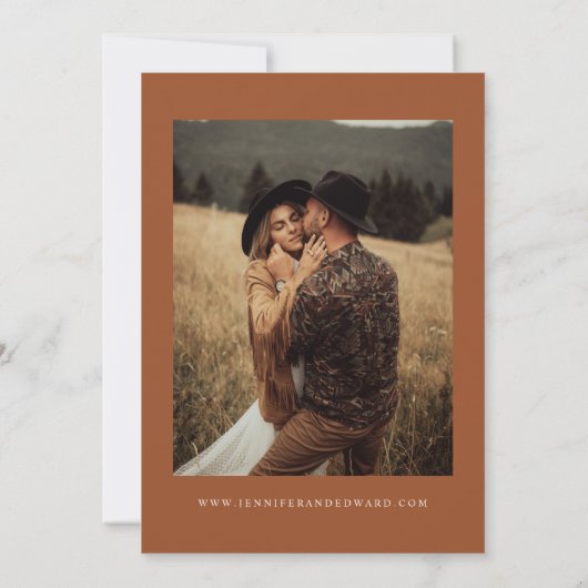 Retro Terracotta Wedding Save The Date (Achterkant)