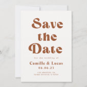 Retro Terracotta Wedding sparen de Datum Uitnodigi Kaart (Voorkant)