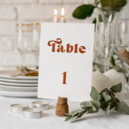 Retro Terracotta Wedding tabelnummer Kaart
