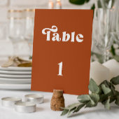 Retro Terracotta Wedding tabelnummer Kaart