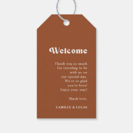 Retro Terracotta Wedding WelkomstcadeLabels Cadeaulabel
